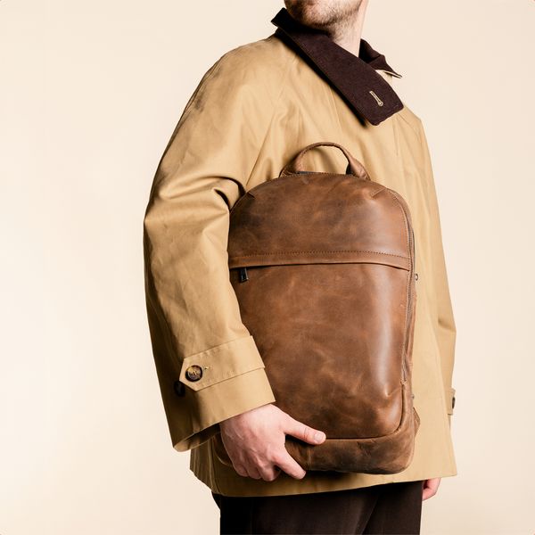 Accezz Leather Laptop rugzak 16 inch - Cognac