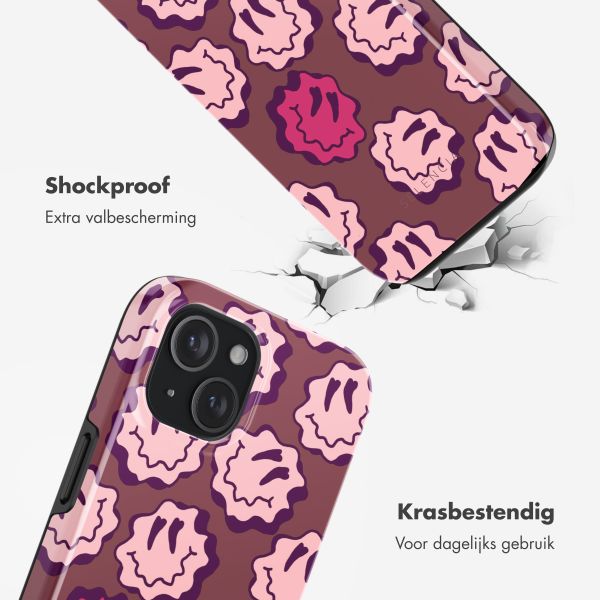 Selencia Vivid Backcover met MagSafe Apple iPhone 15 - Wavy Smiley Pink