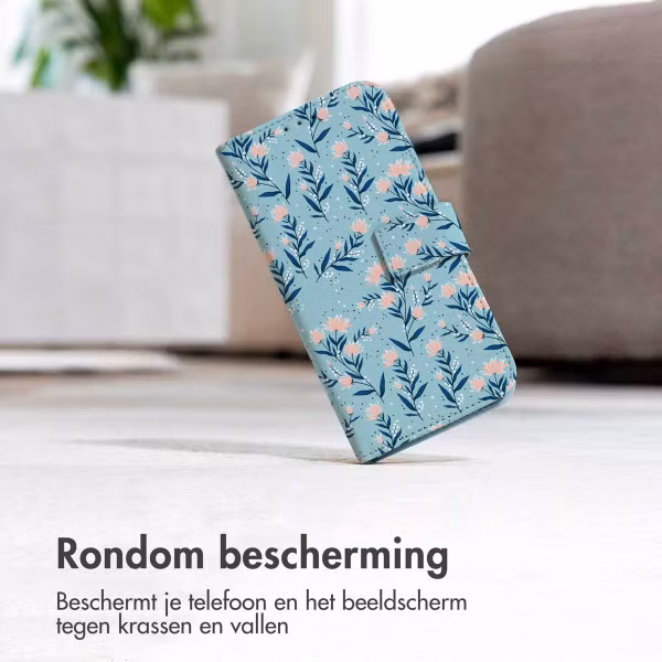 imoshion Design Bookcase Motorola Moto G34 - Blue Flowers