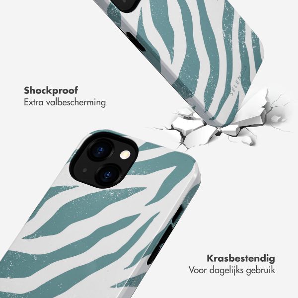 Selencia Vivid Tough Backcover iPhone 13 - Colorful Zebra Pine Blue