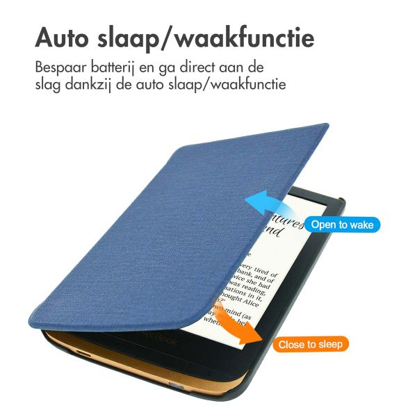 imoshion Canvas Sleepcover Bookcase Pocketbook Touch Lux 5 / HD 3 / Basic Lux 4 / Vivlio Lux 5 - Donkerblauw