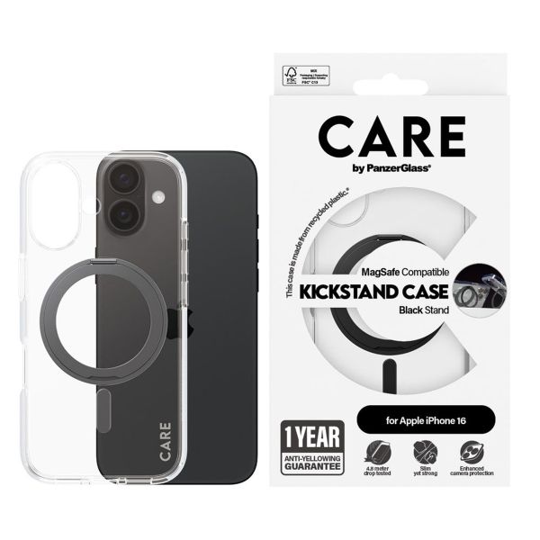 CARE by PanzerGlass Kickstand Case MagSafe Apple iPhone 16 - Zwart