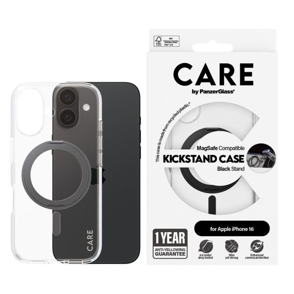 CARE by PanzerGlass Kickstand Case MagSafe iPhone 16 - Zwart