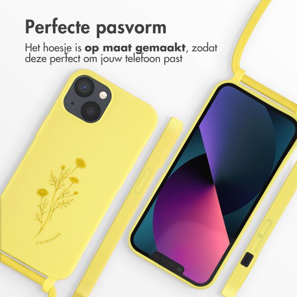 imoshion Siliconen design hoesje met koord iPhone 13 - Flower Yellow