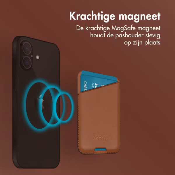Accezz Leren Kaarthouder - Geschikt voor MagSafe en Qi2 - Sienna Brown