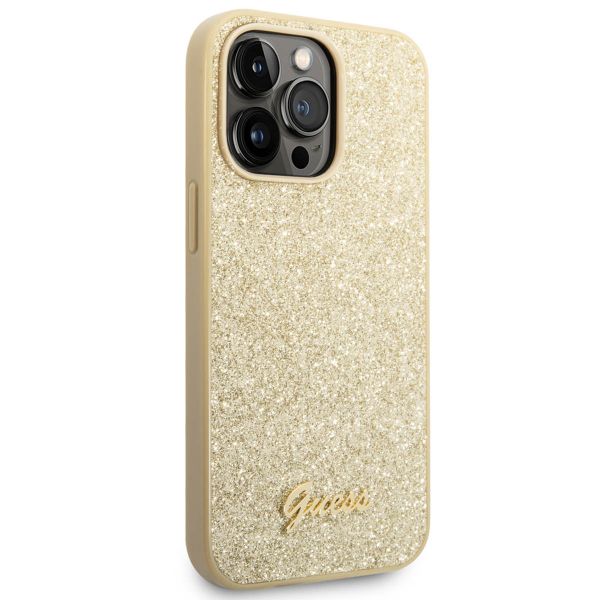 Guess Glitter Flakes Backcover Apple iPhone 14 Pro Max - Goud