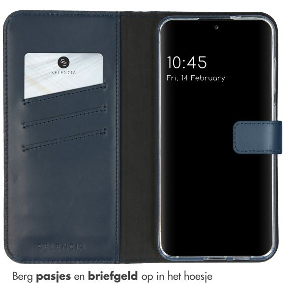 Selencia Echt Leren Bookcase Samsung Galaxy S24 Plus - Donkerblauw