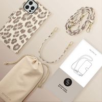 Selencia Sabi Bookcase with Leopard Print Apple iPhone 12 (Pro) - Soft Ivory