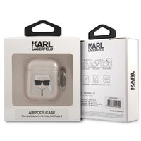 Karl Lagerfeld Karl's Head Silicone Glitter Case Apple AirPods 1 / 2 - Goud