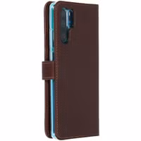 Selencia Echt Leren Bookcase Huawei P30 Pro - Bruin