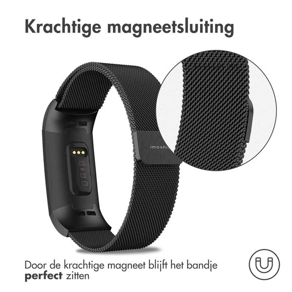 imoshion Milanees magnetisch bandje Fitbit Charge 3 / 4 - Maat S - Zwart