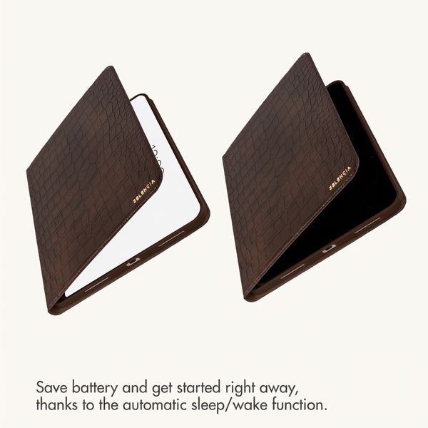 Selencia Croco Bookcase Apple iPad 11 (2025) 11 inch A16 / iPad 10 (2022) 10.9 inch - Choco Brown