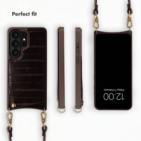 Selencia Nova Real Leather Back Cover with Card Holder Samsung Galaxy S26 Ultra - Dark Chocolate