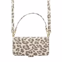 Selencia Sabi Bookcase met Panterprint Apple iPhone 15 - Soft Ivory