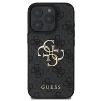 Guess 4G Metal Logo Backcover iPhone 16 Pro - Zwart