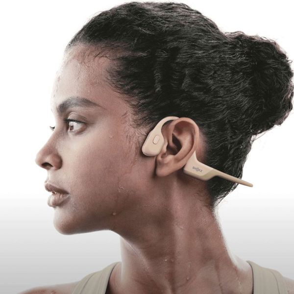 Shokz OpenRun Pro - Standaard maat - Open-Ear draadloze oordopjes - Bone conduction - Beige