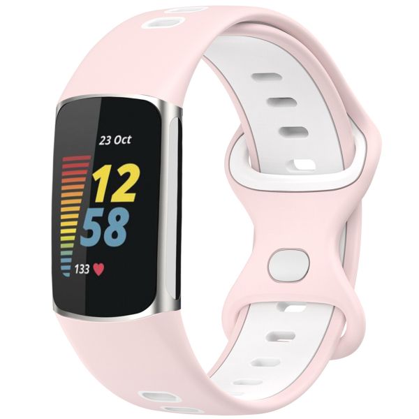 imoshion Siliconen sport bandje Fitbit Charge 5 / Charge 6 - Roze / Wit