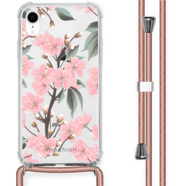 imoshion Design hoesje met koord iPhone Xr - Bloem - Roze / Groen