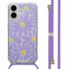 imoshion Design hoesje met koord Apple iPhone 16 - Tropical Violet Flowers Connect