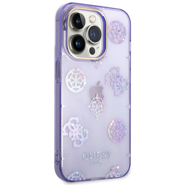 Guess Peony Glitter Backcover iPhone 14 Pro Max - Lila