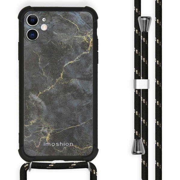 imoshion Design hoesje met koord iPhone 11 - Black Marble