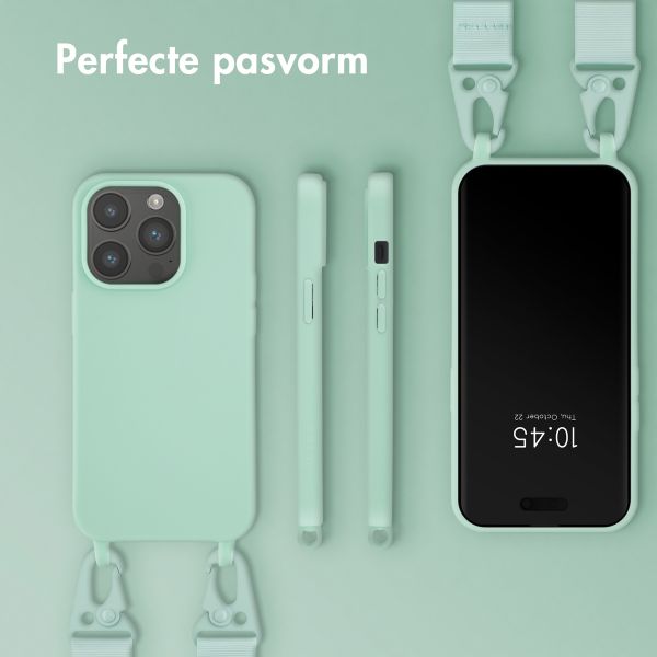 Selencia Siliconen hoesje met afneembaar koord Apple iPhone 14 Pro - Turquoise