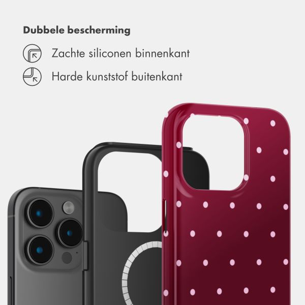 Selencia Vivid Backcover met MagSafe Apple iPhone 15 Pro - Happy Dots Burgundy