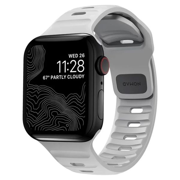 Nomad Sport band FKM Apple Watch Series 1 t/m 9 / SE (38/40/41 mm) | Series 10 (42 mm) - Lunar Grey