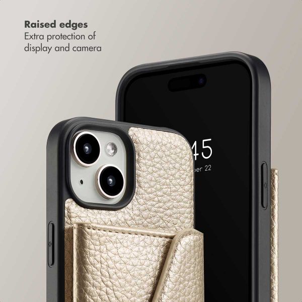 Selencia Sera Phone Case with Cord and Envelope Card Holder Apple iPhone 15 - Champagne