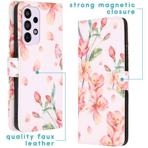 imoshion Design Softcase Bookcase Samsung Galaxy A33 - Blossom Watercolor