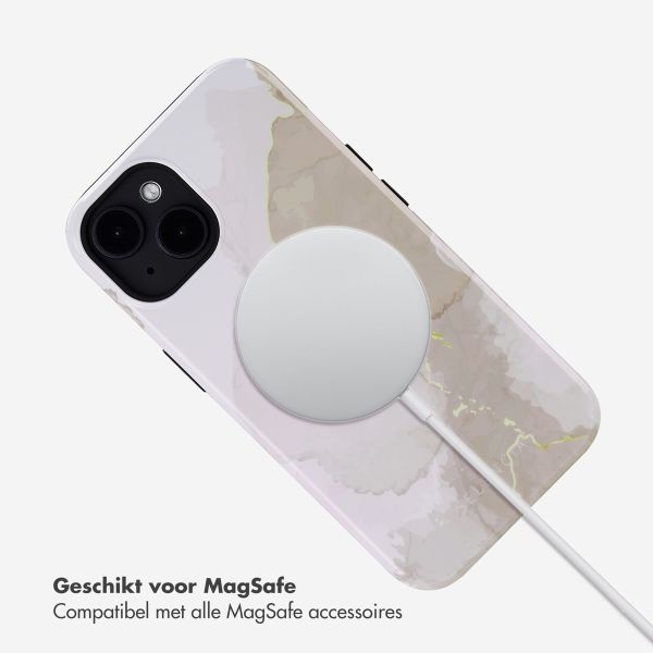 Selencia Vivid Tough Backcover met MagSafe iPhone 14 - Marble Light Brown