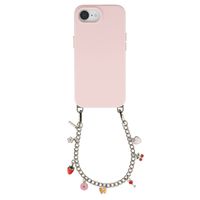 Selencia Rivièra MagSafe Backcover met afneembare haakjes voor de Apple iPhone 17e / 16e - Sorbet Pink + Chain Charm - Silver