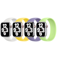Apple 4 Pack Siliconen solobandje Apple Watch | 38/40/41/42 mm - Maat 3 - White / Canary Yellow / English Lavender / Sprout Green