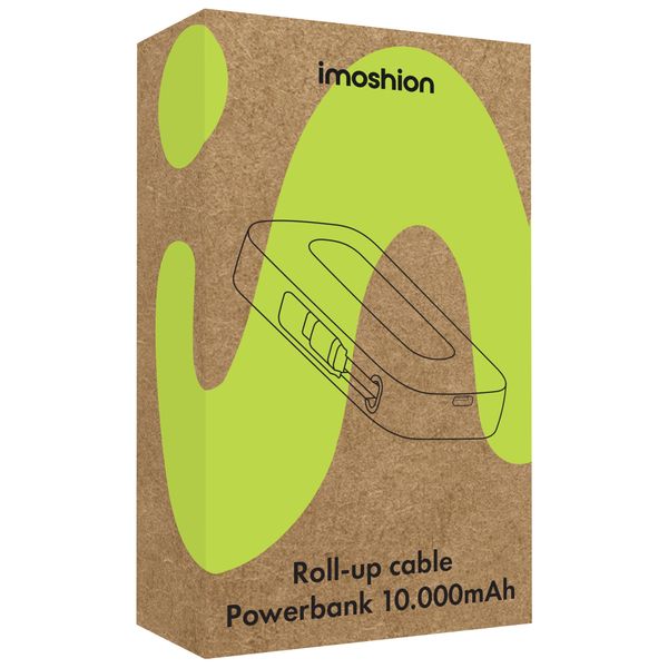 imoshion Powerbank met uittrekbare kabel 10.000 mAh - Power Delivery - USB-C + Lightning - Zwart