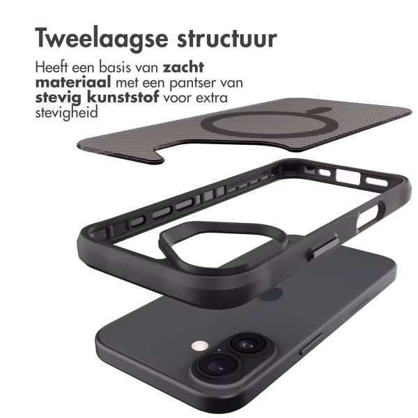 imoshion Rugged Hybrid Carbon Case met MagSafe Apple iPhone 16 - Zwart