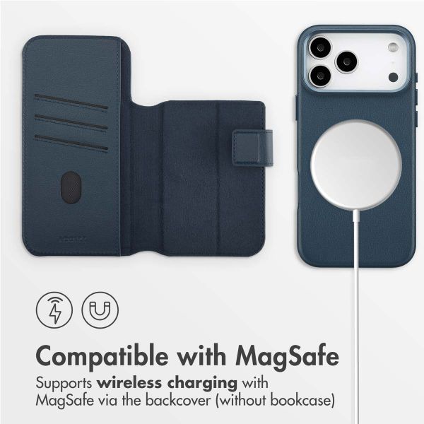 Accezz 2-in-1 Leather Bookcase with MagSafe Apple iPhone 17 Pro Max - Nightfall Blue