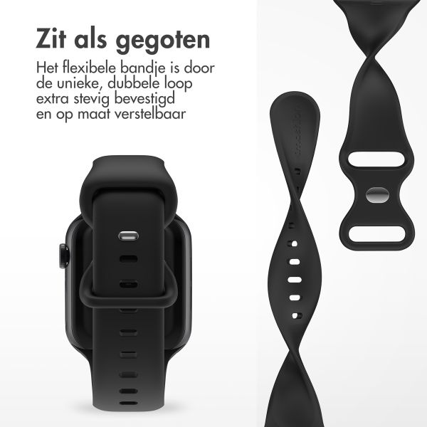 imoshion Siliconen⁺ bandje Apple Watch Series 1 t/m 9 / SE (38/40/41 mm) | Series 10 / 11 (42 mm) - Maat S/M - Zwart