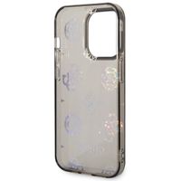 Guess Peony Glitter Backcover iPhone 14 Pro - Zwart