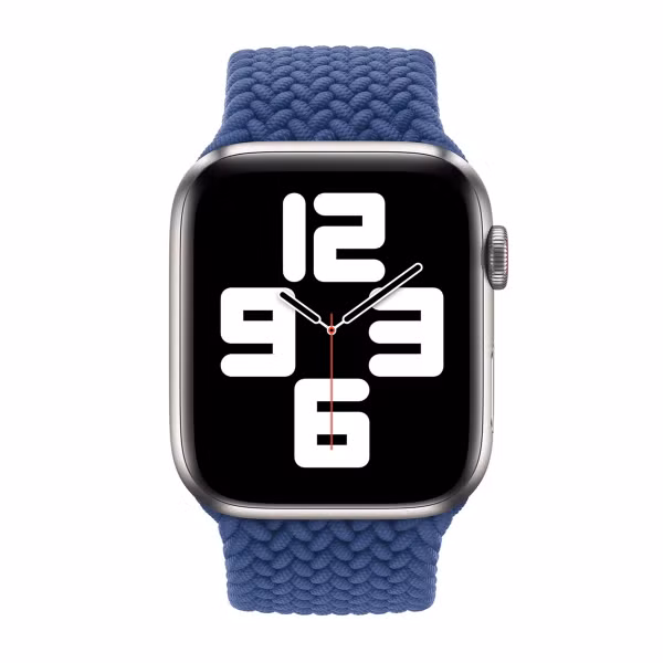 Apple Gevlochten solobandje Apple Watch | 44/45/46/49 mm - Maat 12 - Atlantic Blue