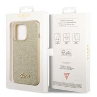 Guess Glitter Flakes Backcover iPhone 14 Pro Max - Goud