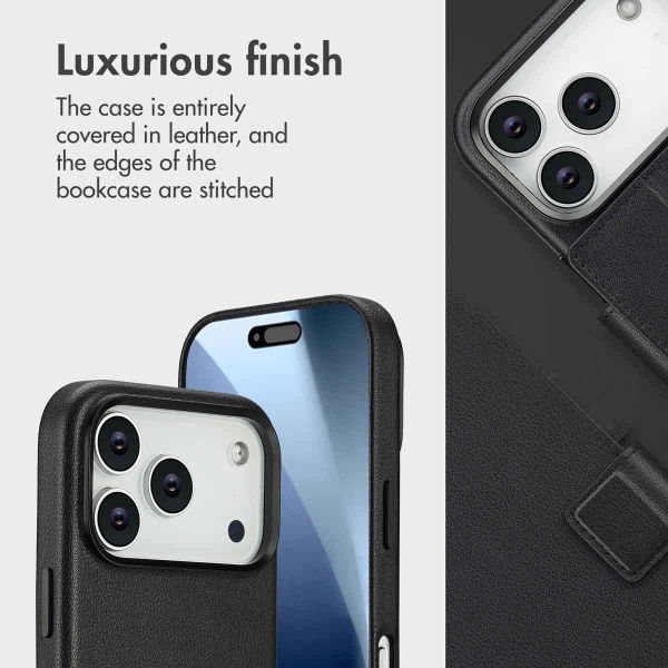 Accezz 2-in-1 Leather Bookcase with MagSafe Apple iPhone 17 Pro - Onyx Black