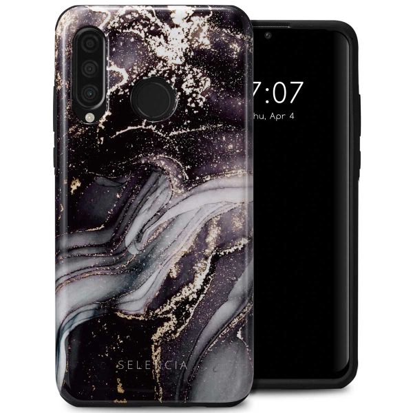 Selencia Vivid Tough Backcover Huawei P30 Lite - Chic Marble Black