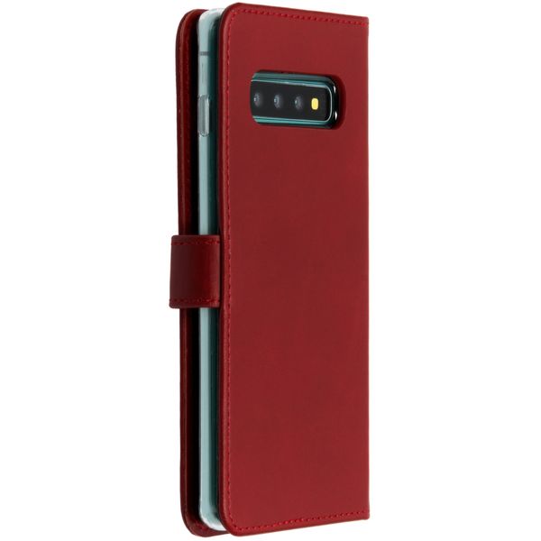 Selencia Echt Lederen Bookcase Samsung Galaxy S10 Plus - Rood