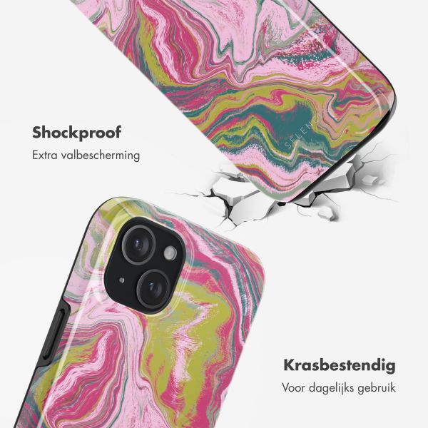 Selencia Vivid Tough Backcover met MagSafe iPhone 15 - Marble Pink