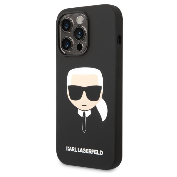 Karl Lagerfeld Karl's Head Liquid Silicone Backcover MagSafe iPhone 14 Pro - Zwart