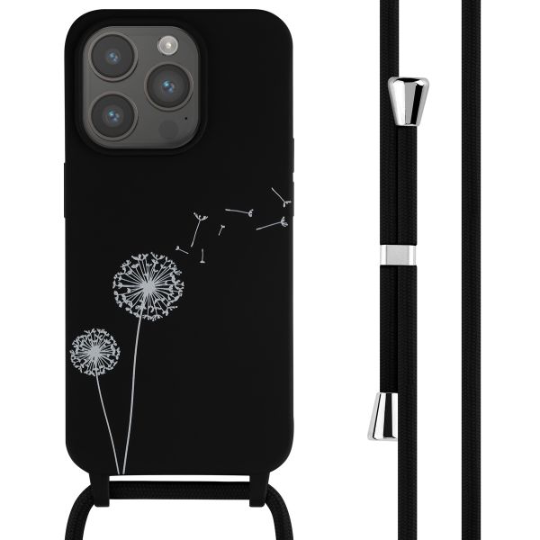 imoshion Siliconen design hoesje met koord iPhone 15 Pro - Dandelion Black