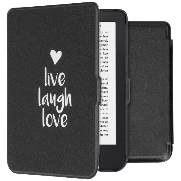 imoshion Design Slim Hard Case Sleepcover Kobo Clara 2E / Tolino Shine 4 - Live Laugh Love