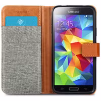 imoshion Luxe Canvas Bookcase Samsung Galaxy S5 (Plus) / Neo - Grijs