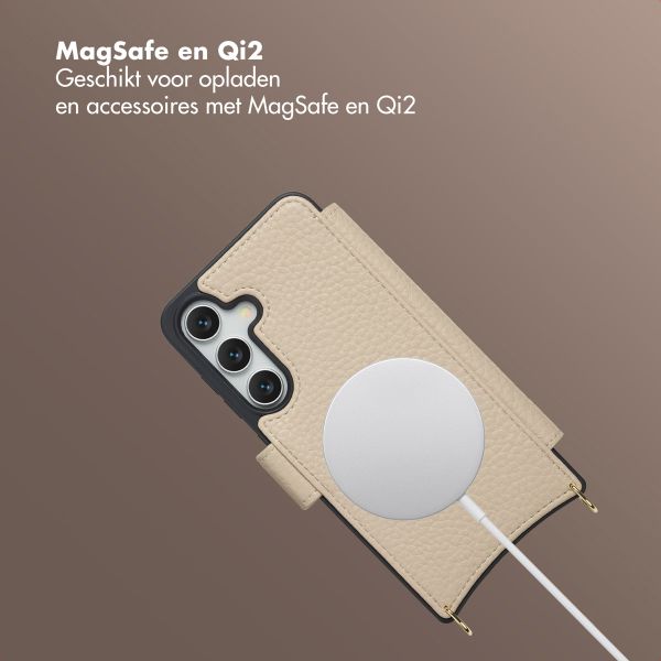 Selencia Riva Bookcase met MagSafe en Koord Samsung Galaxy S24 / S25 - Beige
