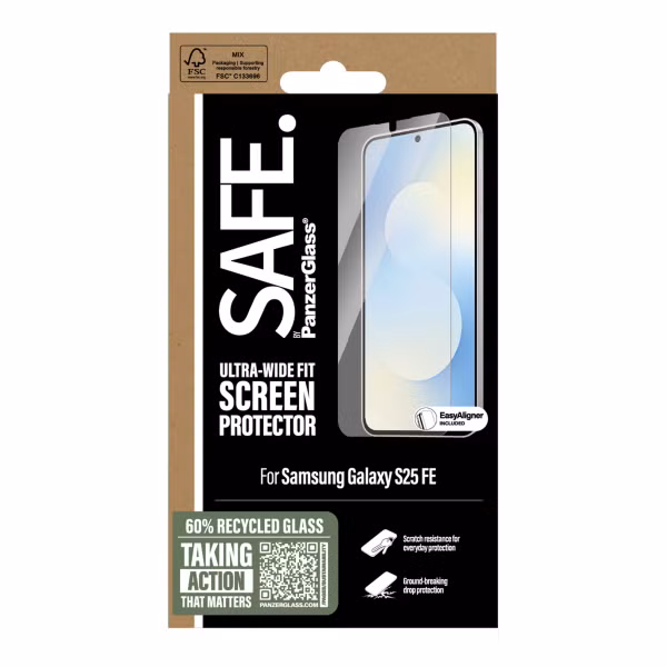 SAFE by PanzerGlass Ultra-Wide Fit Screenprotector incl. applicator Samsung Galaxy S25 FE